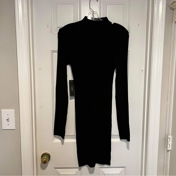 Lulu’s Sweetest Devotion Black Turtleneck Choker Sweater Dress Black Large F2 - Picture 3 of 5